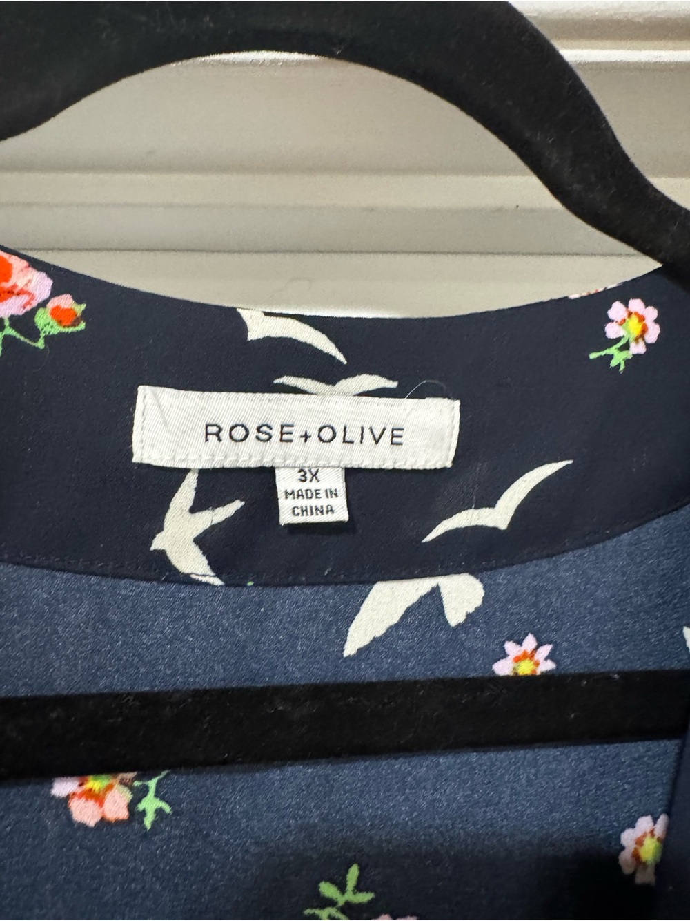 Rose & Olive Navy Floral and Bird Blouse - Picture 2 of 2